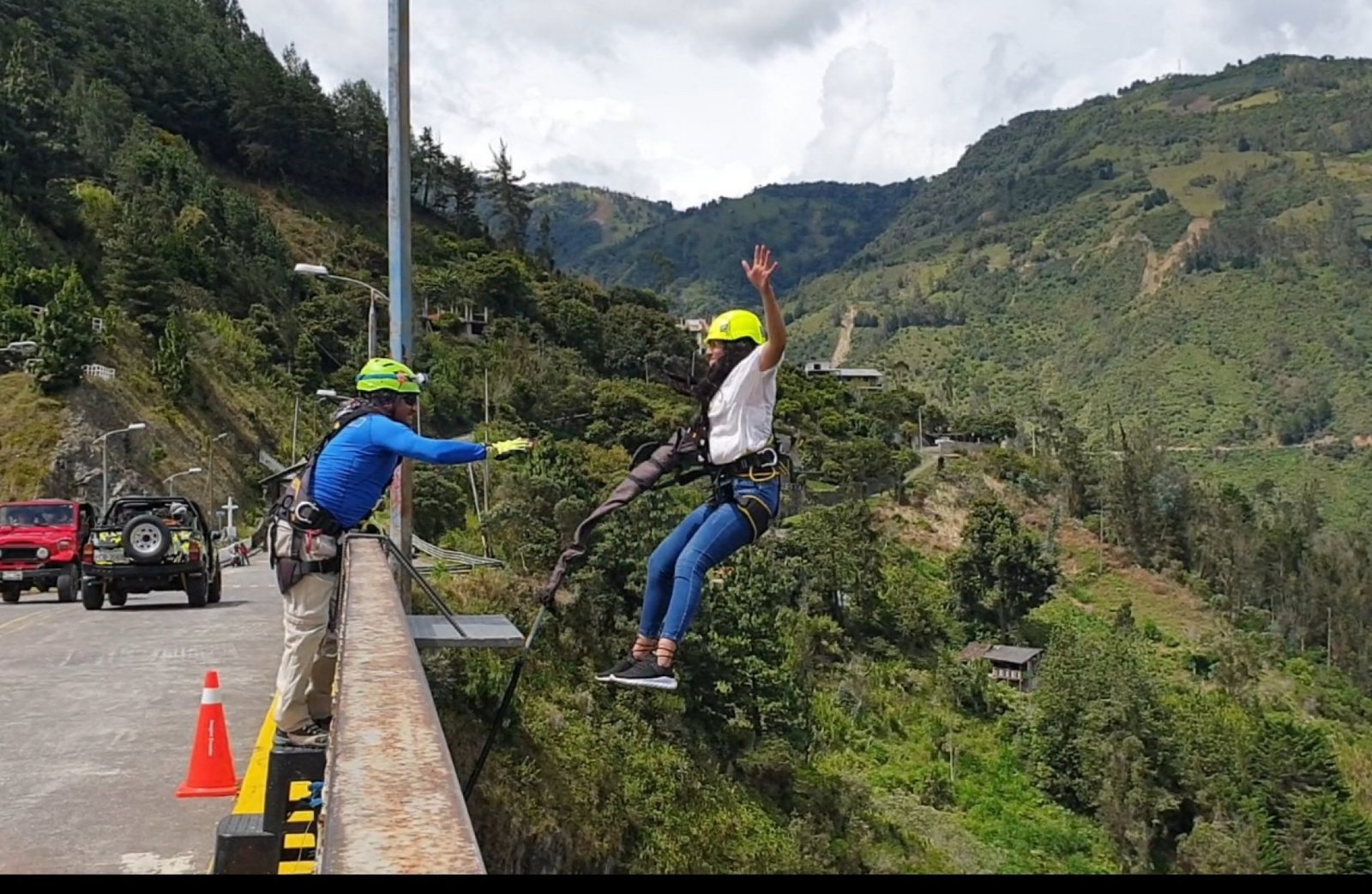 Jump from the bridge in Banos de Agua Santa